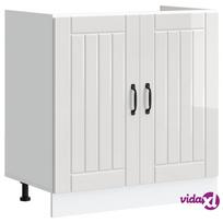 virtuvines spinteles kriaukle - Lucca Kitchen Bottom Cabinet, Blizganti balta (Glossy White), 80x46x81.5 cm - 2 nuotrauka
