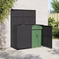kompostas - vidaXL Konteinerių stoginė, dvivietė, juoda (Black) - 2 nuotrauka