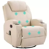 masazo foteliai - Fotelis HOMCOM Relax, elektrinis masažinis, kreminis (Cream), 84 cm x 92 cm x 109 cm - 1 nuotrauka