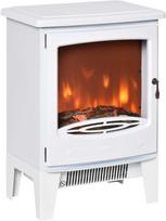elektrinis zidinys - HOMCOM LED elektrinis židinys Stovintis, su liepsnos efektu, 900/1800 W, Metalas/ABS plastikas, Balta (White) - 1 nuotrauka