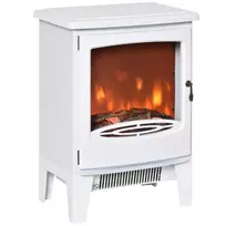 elektrinis zidinys - HOMCOM LED elektrinis židinys Stovintis, su liepsnos efektu, 900/1800 W, Metalas/ABS plastikas, Balta (White) - 2 nuotrauka