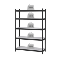 sandeliavimo lentynos 400 - 4IQ Sandėliavimo lentyna - stelažas, 183 x 124 x 48 cm, 400 kg, juoda (Black) - 3 nuotrauka