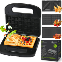 sumustiniu vafliu keptuve - Extralink SJ-37A Smart Life Grill Sumuštinių ir Vaflių Keptuvė Sidabrinė ir Juoda (Silver and Black) - 1 nuotrauka