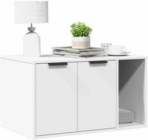 kraiko dezes spintele - vidaXL Kačių kraiko dėžės spintelė, balta (White), 80x50x45 cm, mediena - 1 nuotrauka