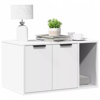 kraiko dezes spintele - vidaXL Kačių kraiko dėžės spintelė, balta (White), 80x50x45 cm, mediena - 2 nuotrauka