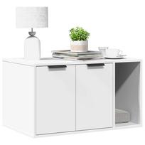 kraiko dezes spintele - vidaXL Kačių kraiko dėžės spintelė, balta (White), 80x50x45 cm, mediena - 3 nuotrauka