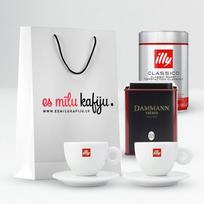 Dovanų rinkinys - malta kava illy, 2 x illy puodeliai ir Dammann Frères arbata