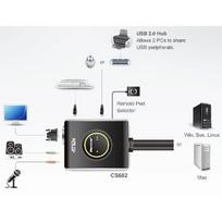switch usb - Aten CS682 2-Port USB DVI/Audio KVM Switch w/ Remote Port Selector - 2 nuotrauka