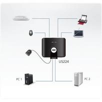 8 pin kabelis - Aten US224-AT 2-Port USB 2.0 Peripheral Sharing Device - 3 nuotrauka