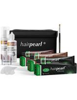 hairpearl rinkinys antakių ir blakstienų dažymui be PPD 3 dažai, oksidantas, šampūnas, popierius, teptukas, indelis, dėklas Hairpearl