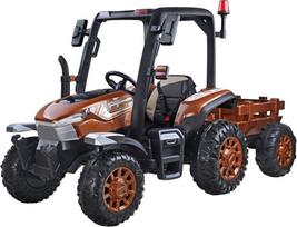 Jokomisiada Didelis elektrinis traktorius su priekaba 4x4, mėlynas (Blue)