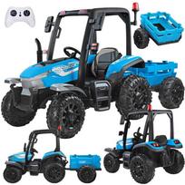 vaikiska priekaba - Jokomisiada Didelis elektrinis traktorius su priekaba 4x4, mėlynas (Blue) - 2 nuotrauka