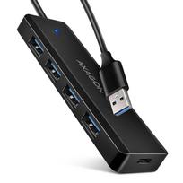 usb c cable 20cm - Axagon HUE-C1A 4 prievadų USB šakotuvas 5Gbps Travel, USB-C maitinimo įvestis, A tipo 19 cm laidas, USB-C papildomas maitinimo šaltinis - 1 nuotrauka