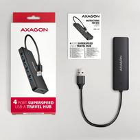 usb c cable 20cm - Axagon HUE-C1A 4 prievadų USB šakotuvas 5Gbps Travel, USB-C maitinimo įvestis, A tipo 19 cm laidas, USB-C papildomas maitinimo šaltinis - 6 nuotrauka