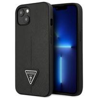 dekliukas iphone 13 mini - Guess "Saffiano Triangle Logo iPhone 13 mini" Black - 1 nuotrauka