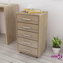 spinteles su ratukais - vidaXL Biuro spintelė su 5 stalčiais, ąžuolo (Oak) - 2 nuotrauka