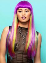 Fever Manic Panic Vivid Rainbow Downtown Diva perukas - Daugiaspalvis