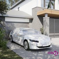 vidaXL Pusės automobilio uždangalas su kabliukais, sidabrinis, L, PEVA