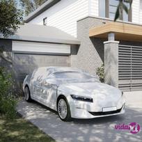 vidaXL Pusės automobilio uždangalas su kabliukais, sidabrinis, M