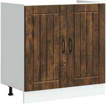 virtuvines spinteles kriaukle - vidaXL Kriauklės pagrindo spintelė Lucca Rūkyto ąžuolo (Smoky Oak), 80x46x81.5 cm - 1 nuotrauka