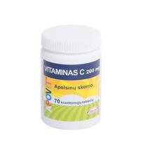 APOVIT vitaminas C, apelsinų skonio, 200 mg, 70 kramtomųjų tablečių
