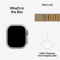 tank laikrodis - Apple Watch Ultra 2 GPS + Cellular 49mm Natural Titanium Case with Tan Alpine Loop - Medium - 3 nuotrauka