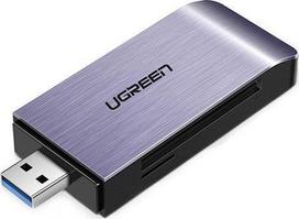sd korteliu usb adapteris - UGREEN USB Adapter 4 in1 card reader SD + microSD (silver) - 1 nuotrauka