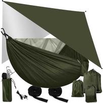 hamakai - Trizand turistinis hamakas su brezentu ir tinkleliu nuo uodų 260x140 cm - 1 nuotrauka