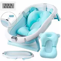 PRIMABOBO silikoninė sulankstoma vonelė su termometru, mėlyna, 80 cm