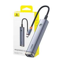 usb c hdmi adapteris - Baseus UltraJoy 5-Port HUB AIR Type-C - HDMI / USB 3.0 x2 / PD / RJ45 (Pilkas - Gray) - 1 nuotrauka