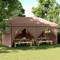 vidaXL Išskleidžiama proginė palapinė su 4 šoninėmis sienomis, ruda (Brown) 3x6 m