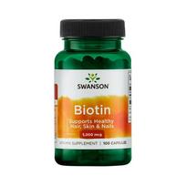 kapsules plaukams - Swanson Biotinas 5000 mcg 100 kapsulių - 1 nuotrauka