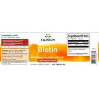 kapsules plaukams - Swanson Biotinas 5000 mcg 100 kapsulių - 3 nuotrauka