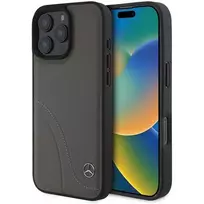 stitch telefono deklas - Mercedes-Benz "MB Curved Stitches Leather Case for iPhone 16 Pro Max" Rudas (Brown) - 1 nuotrauka
