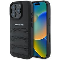 iphone 16 pro max leather case - Mercedes-Benz "Leather Debossed Lines Case for iPhone 16 Pro Max" Juodas (Black) - 1 nuotrauka