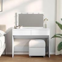 vidaXL Kosmetinis staliukas su LED, baltas (White), 100x40x120cm