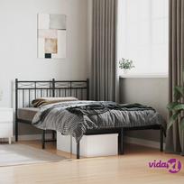 vidaXL Metalinis lovos rėmas su galvūgaliu, juodas (Black), 120x200 cm