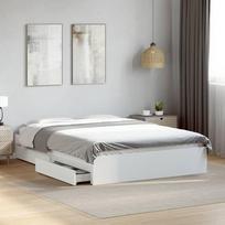 lovos remas, 120x200 cm - vidaXL Lovos rėmas su stalčiais, baltas (White), 120x200 cm, apdirbta mediena - 1 nuotrauka