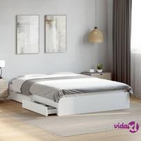 lovos remas, 120x200 cm - vidaXL Lovos rėmas su stalčiais, baltas (White), 120x200 cm, apdirbta mediena - 2 nuotrauka