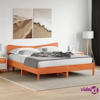 miegamojo lova 180x200 cm - vidaXL Lovos rėmas be čiužinio, vaško rudas (Waxed Brown), 180x200 cm, pušies masyvas - 2 nuotrauka