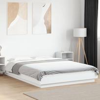 lovos remas, 120x200 cm - vidaXL Lovos rėmas su LED, baltas (White), 120x200 cm, apdirbta mediena - 1 nuotrauka