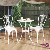 aliuminio lauko baldai - Lauko baldų komplektas vidaXL Bistro, 3 dalių, baltas (White), lietas aliuminis - 2 nuotrauka