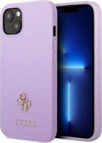 dekliukas iphone 13 mini - Guess "Saffiano 4G Small Metal Logo iPhone 13 mini" Purple - 1 nuotrauka