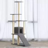 draskykles stovas katems - vidaXL Draskyklė katėms su stovais iš sizalio, šviesiai pilka (Light Grey), 155 cm - 1 nuotrauka