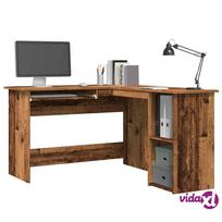 kampiniai staliukai - vidaXL Kampinis rašomasis stalas Senas medis 120x140x75 cm - 3 nuotrauka