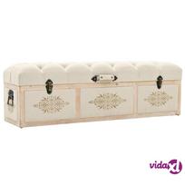 pufas daiktadeze - vidaXL Suoliukas-daiktadėžė, kreminis (Cream), 110 cm - 2 nuotrauka
