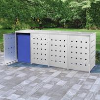dezes konteineriam - vidaXL Keturvietė konteinerių pastogė su ratukais, 240 l, Plieninė (Steel) - 2 nuotrauka