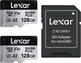 lexar 128gb v30 - Lexar Professional SILVER Plus 128GB microSDXC UHS-I Class 3 + 2 vnt. - 2 nuotrauka