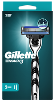 Gillette Mach3 skustuvas su 2 galvutėmis, 1 vnt.