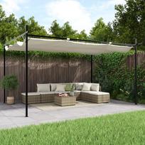 vidaXL Pergola su ištraukiamu stogu, kreminė (Cream), 395x292x230 cm
